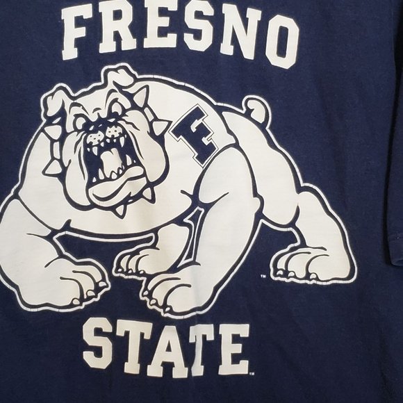 Vintage Fresno State Tshirt Navy White Logo Bulldog Cotton Exchange Large - Picture 2 of 9